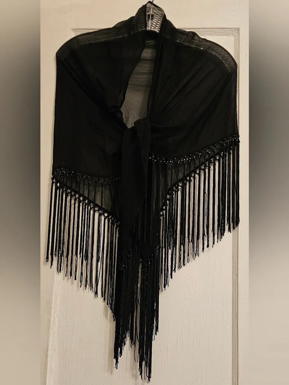 INC International Concepts Black Fringe Shawl Wrap